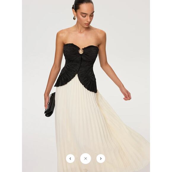 Commense Dresses & Skirts - NWT Commense Color-Block Strapless Pleated Chiffon Maxi Dres Sz L